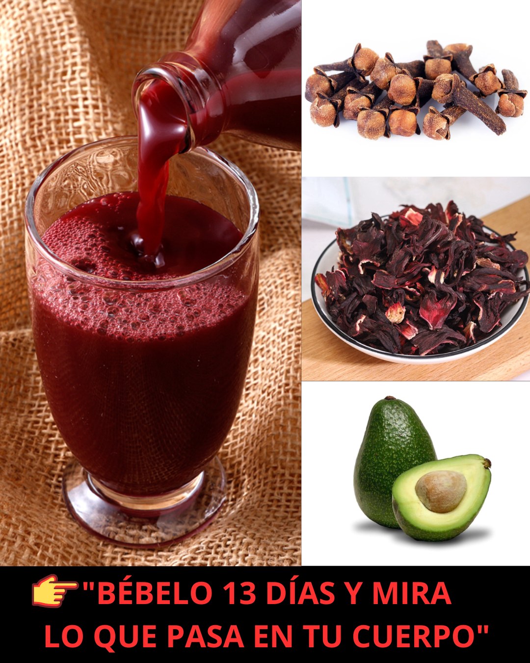 Ingredientes Naturales Clavos de Olor Hibisco y Aguacate